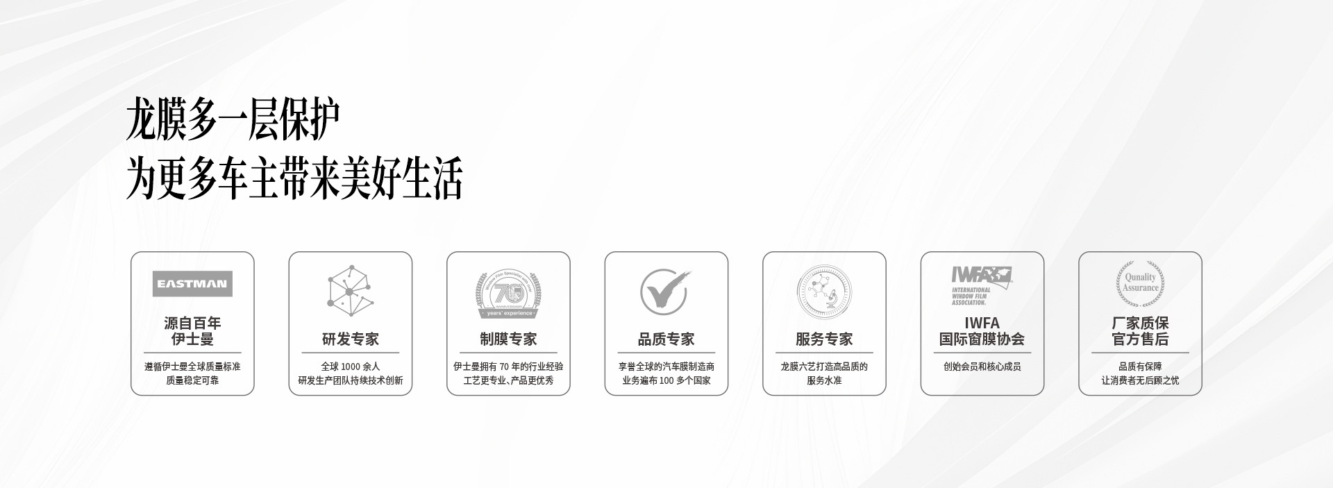 龙膜多一层保护，为更多车主带来美好生活 · 源自百年伊士曼 EASTMAN